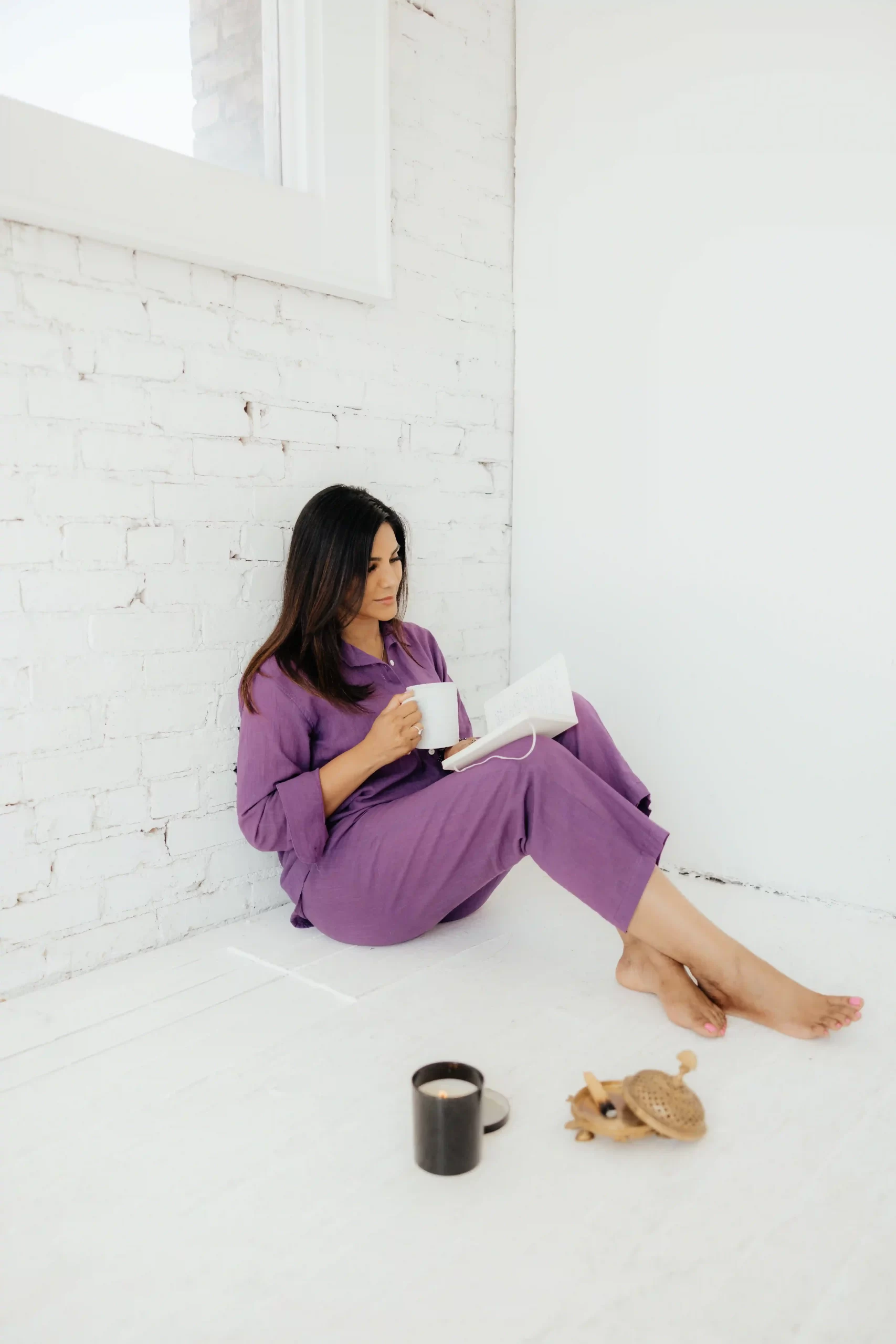 Woman practicing mindfulness to manage holiday stress and overwhelm.